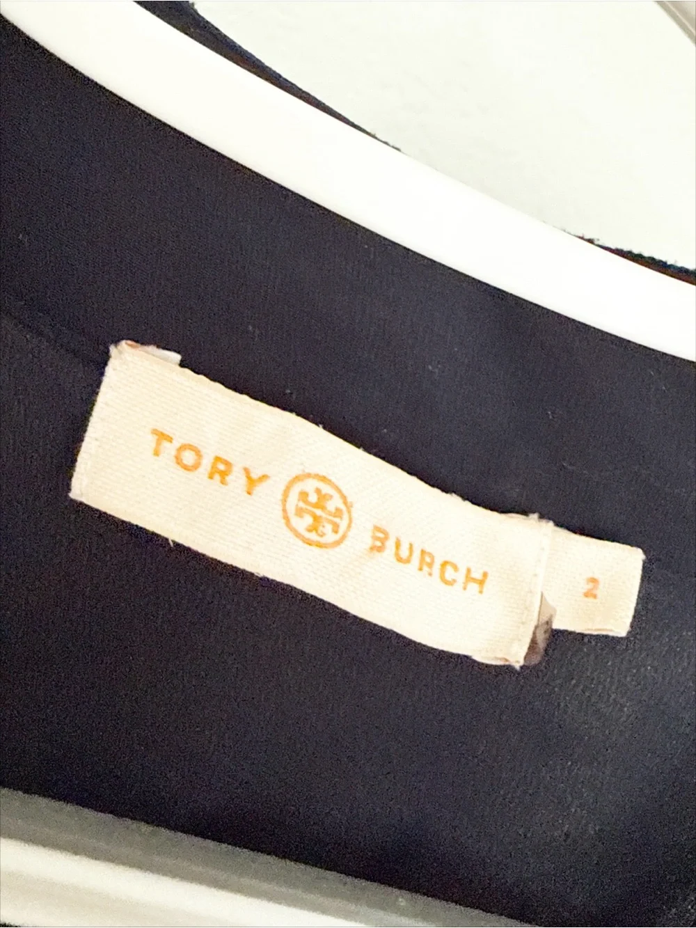Tory Burch Black Tunic with White Geometric Trim